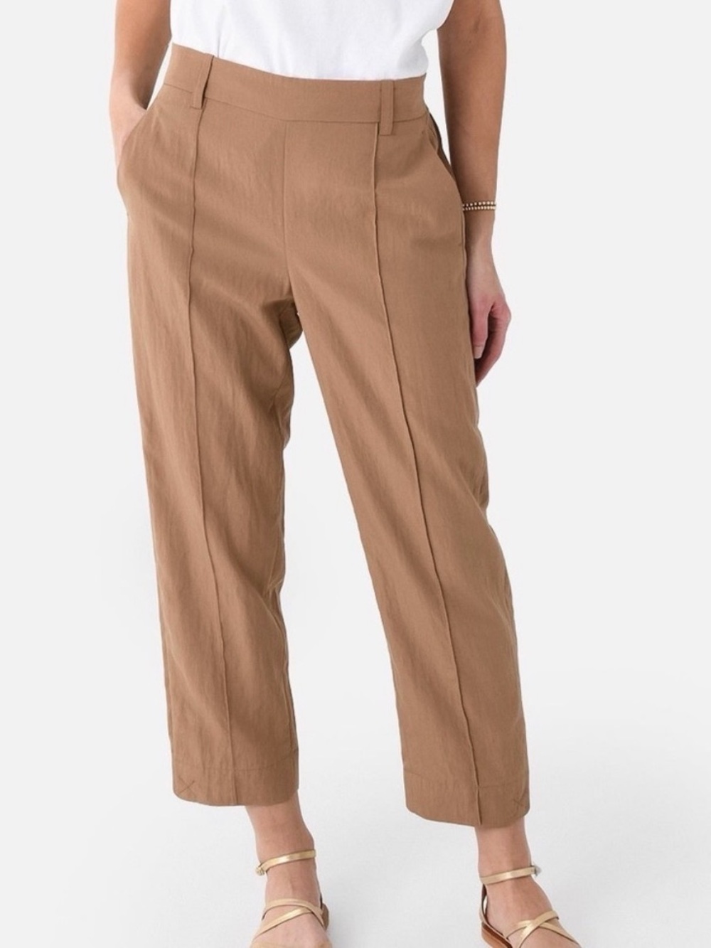 Vince Tan Cropped Straight-Leg Pants